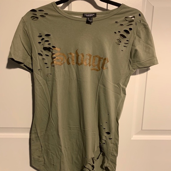Army Green “Savage” t-shirt from Urban Planet - Picture 1 of 1